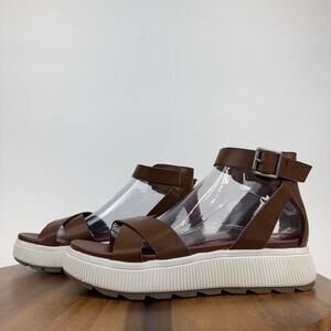 New NWOB Womens Mia Hana‎ Brown Faux Leather Strappy Platform Sandals Size 8.5 M